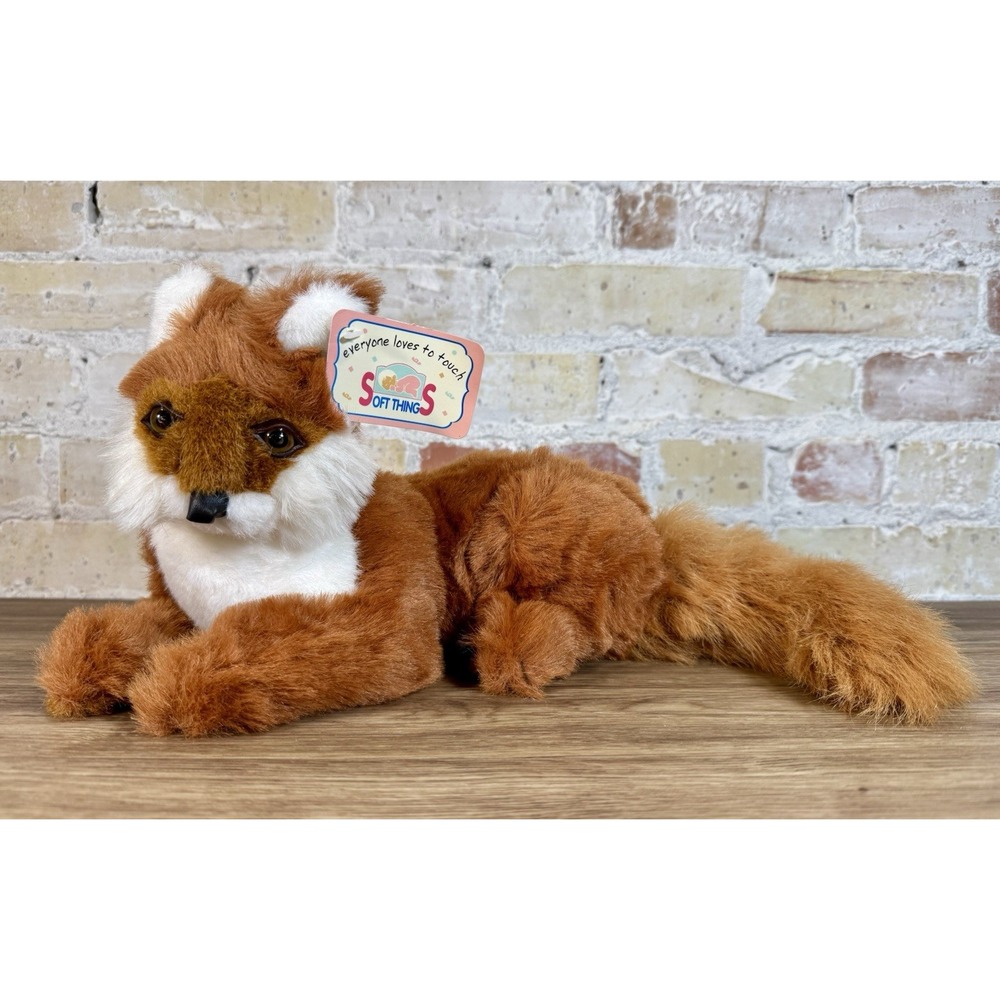 Vintage Red Fox Plush 17" Realistic Stuffed Animal Soft Rare Hang Tags Eye Lids